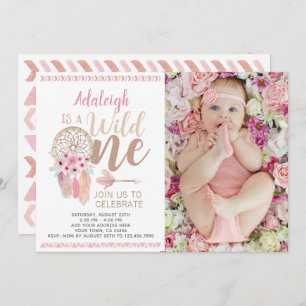 Wild One Girl Birthday Invitation with Photo