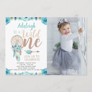 Wild One Girl Birthday Invitation with Photo
