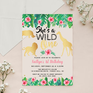Wild One Girls First Birthday Party Acrylic Invitations
