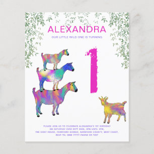 Wild One Girls Goats 1st Birthday Party Budget Flyer