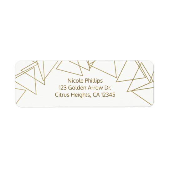Wild One Gold Geometric Triangles Modern Glamour Return Address Label
