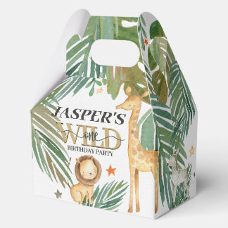 🎉🌿 Wild One Gold Green Birthday Favour Boxes