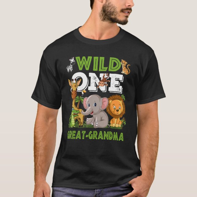 Wild One Great Grandma Zoo Birthday Safari Jungle  T-Shirt (Front)