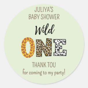 Wild One Green boy baby shower sticker