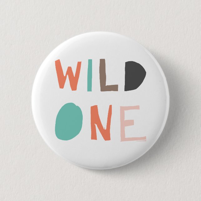Wild One Happy 1st Birthday Baby Toddler Kids 6 Cm Round Badge (Front)