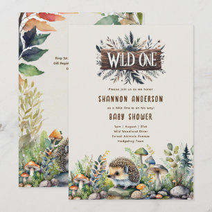 Wild One Hedgehog Baby Woodland Animals Invitation