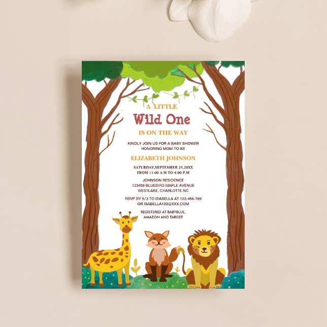 wild one is on the way  woodland baby shower  invitation (Creator Uploaded)