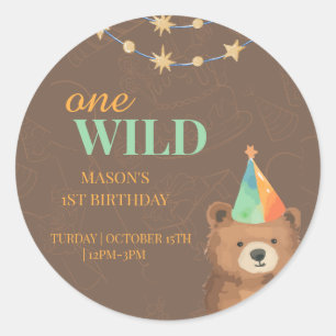Wild One:Join Us for a Roaring 1st Birthday Classic Round Sticker
