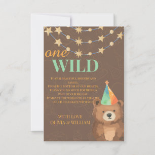 Wild One:Join Us for a Roaring 1st Birthday  Thank You Card