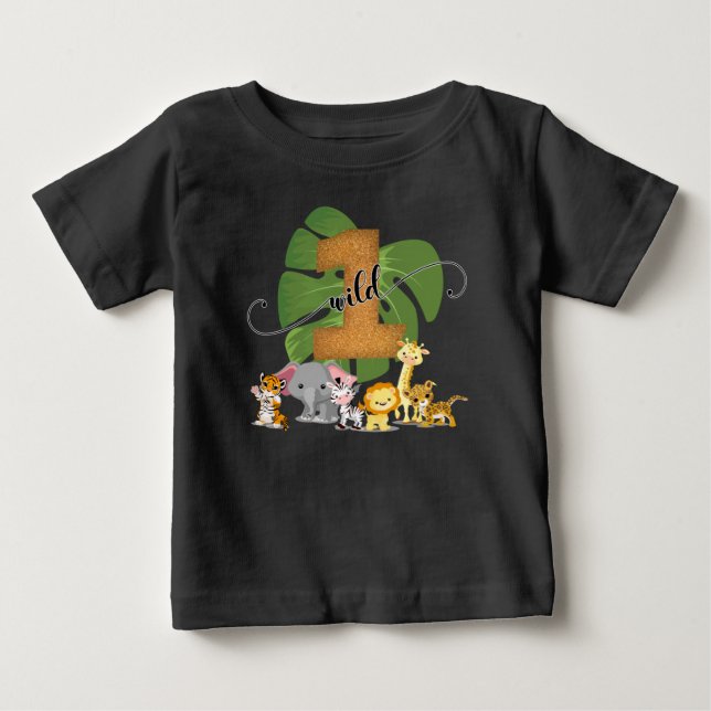 Wild One Jungle 1st Birthday Shirt (Front)