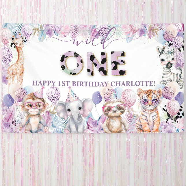 Wild One Jungle Animal Safari 1st Birthday Welcome Banner (Creator Uploaded)