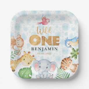 Wild One Jungle Animals 1st Birthday Party Paper P Paper Plate