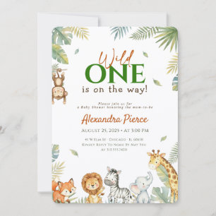 Wild One Jungle Animals Baby Shower Invitation