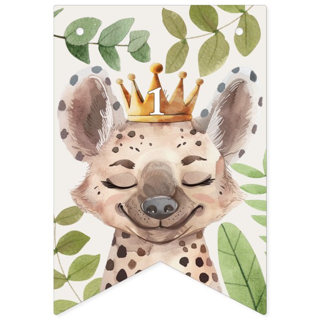Wild One Jungle Animals Safari 1st Birthday Bunting (Seventh Flag)