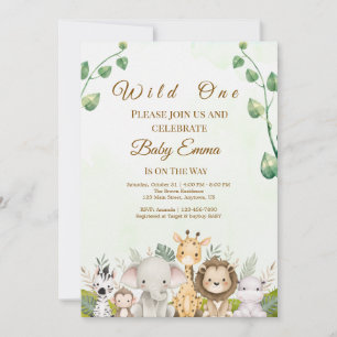 Wild One Jungle Baby Shower Animal Design Invitation