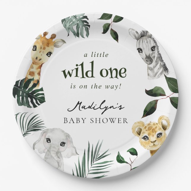 Wild One Jungle Baby Shower Paper Plate (Front)