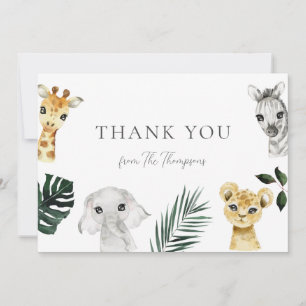 Wild One Jungle Baby Shower Thank You Card