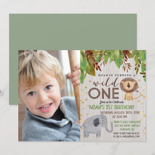 WILD ONE Jungle Boy 1st Birthday Invitation
