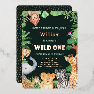 Wild One Jungle Boy First Birthday Rose Gold Foil