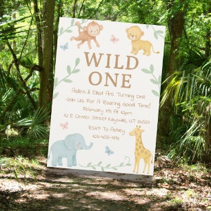 Wild One Jungle First Birthday Invitation