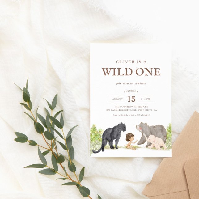 Wild One – Jungle Friends Woodland Birthday Invitation (Creator Uploaded)