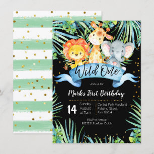 WILD ONE Jungle Party Birthday Invitation card