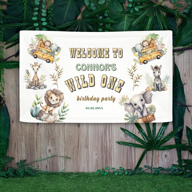 Wild one jungle safari 1st birthday Banner (Creator Uploaded)