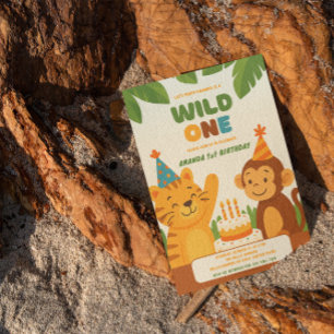 Wild One Jungle Safari 1st Birthday Invitation