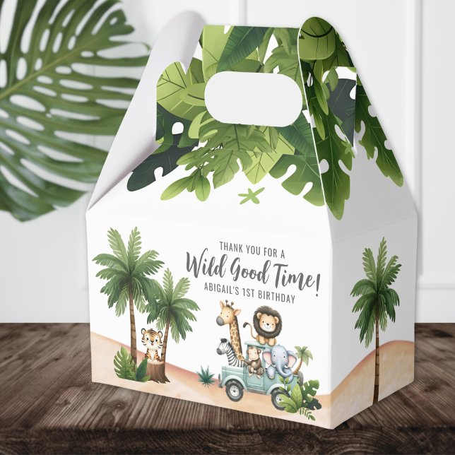 Wild One Jungle Safari 1st Birthday Party Favour Box (Wild One Jungle Safari 1st Birthday Party Favor Boxes)