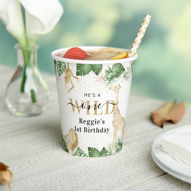 Wild One Jungle Safari 1st Birthday Party Paper Cups (Insitu)