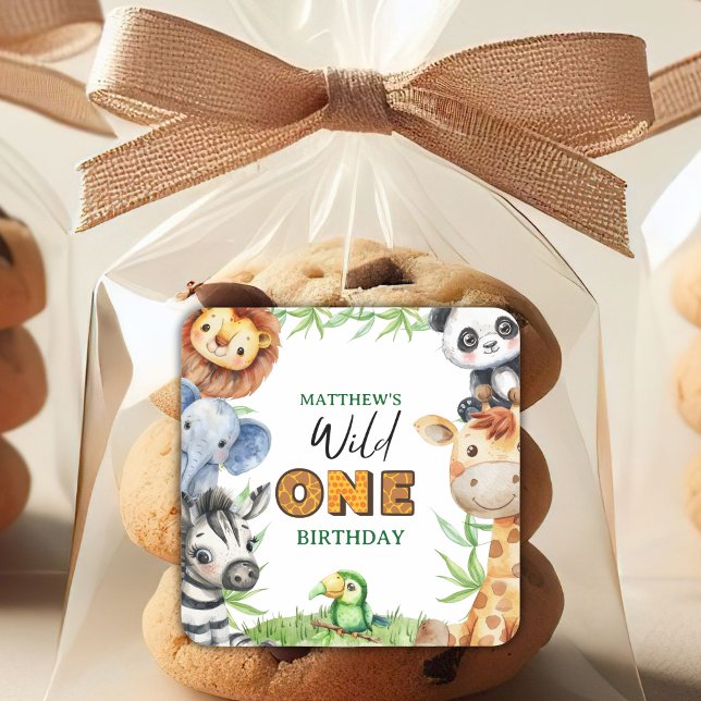 Wild One Jungle Safari 1st birthday  Square Sticker (Creator Uploaded)