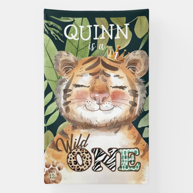 Wild One Jungle Safari 1st Birthday Welcome Sign (Vertical)