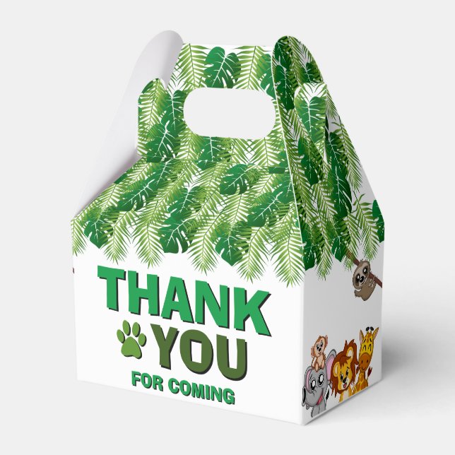 Wild One Jungle Safari Animal Birthday Thank You Favour Box (Front Side)