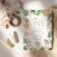 Wild One Jungle Safari Animal Gold 1st Birthday