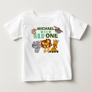 Wild One Jungle Safari Animals 1st First Birthday Baby T-Shirt