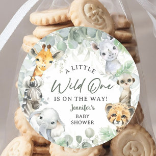 Wild One Jungle Safari Animals Baby Shower Classic Round Sticker