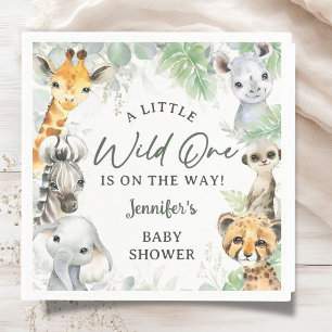 Wild One Jungle Safari Animals Baby Shower Napkin