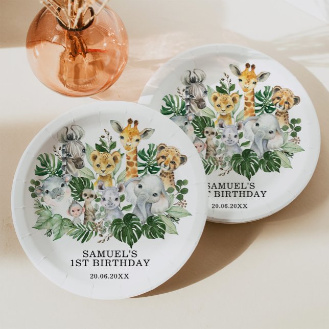 Wild One Jungle Safari Animals Birthday Party Paper Plate (Creator Uploaded)