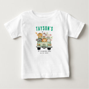 Wild One Jungle Safari Animals Boy 1st Birthday Baby T-Shirt