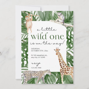 Wild One Jungle Safari Animals Boy Baby Shower Invitation