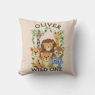 Wild One Jungle Safari Baby 1st Birthday Cute Baby Cushion