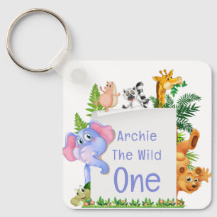 Wild One Jungle Safari Baby 1st Birthday Cute Baby Key Ring