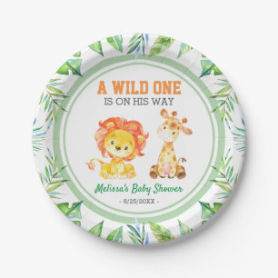Wild One Jungle Safari Baby Boy Shower Sprinkle Paper Plate