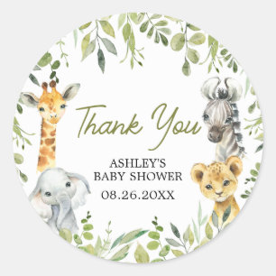 Wild One Jungle Safari Baby Shower  Classic Round Sticker