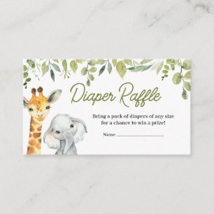 Wild One Jungle Safari Baby Shower Diaper Raffle Enclosure Card