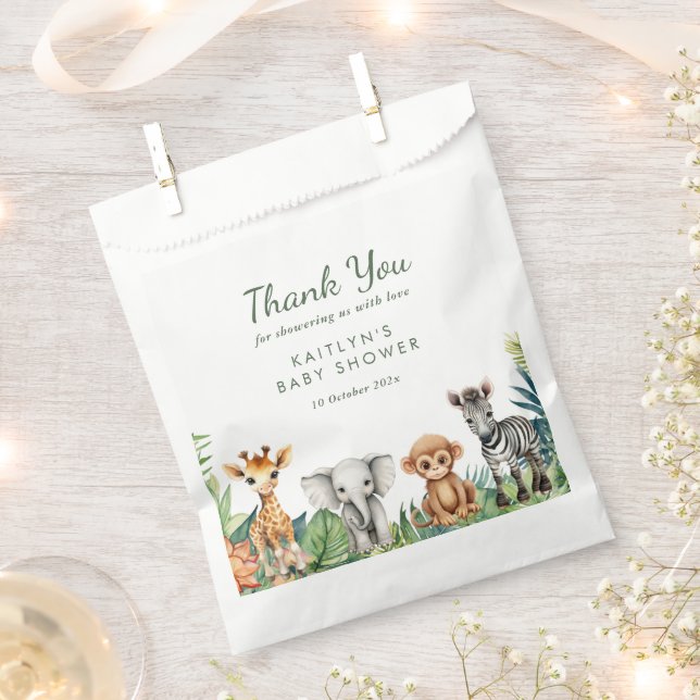 Wild One Jungle Safari Baby Shower Favour Bags (Clipped)