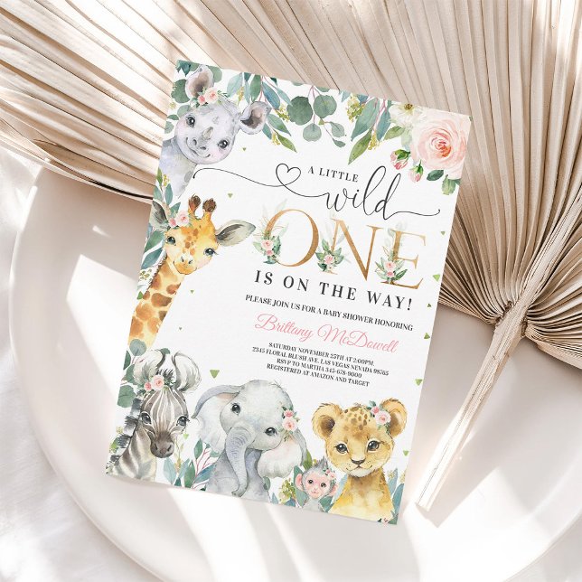 Wild One Jungle Safari Baby Shower Girl Invitation (Creator Uploaded)
