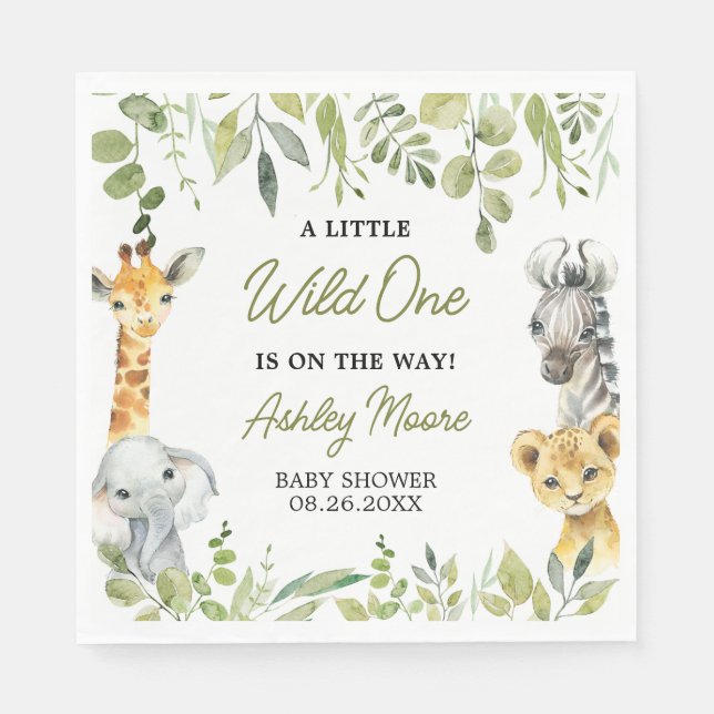 Wild One Jungle Safari Baby Shower  Napkin (Front)