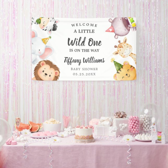 Wild One Jungle Safari Baby Shower Party Banner (Party)