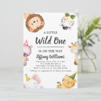 Wild One Jungle Safari Baby Shower Party Invitation